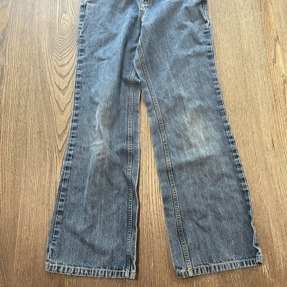 Lands' End Kids Medium Wash Cotton Straight Leg Jeans Size 12